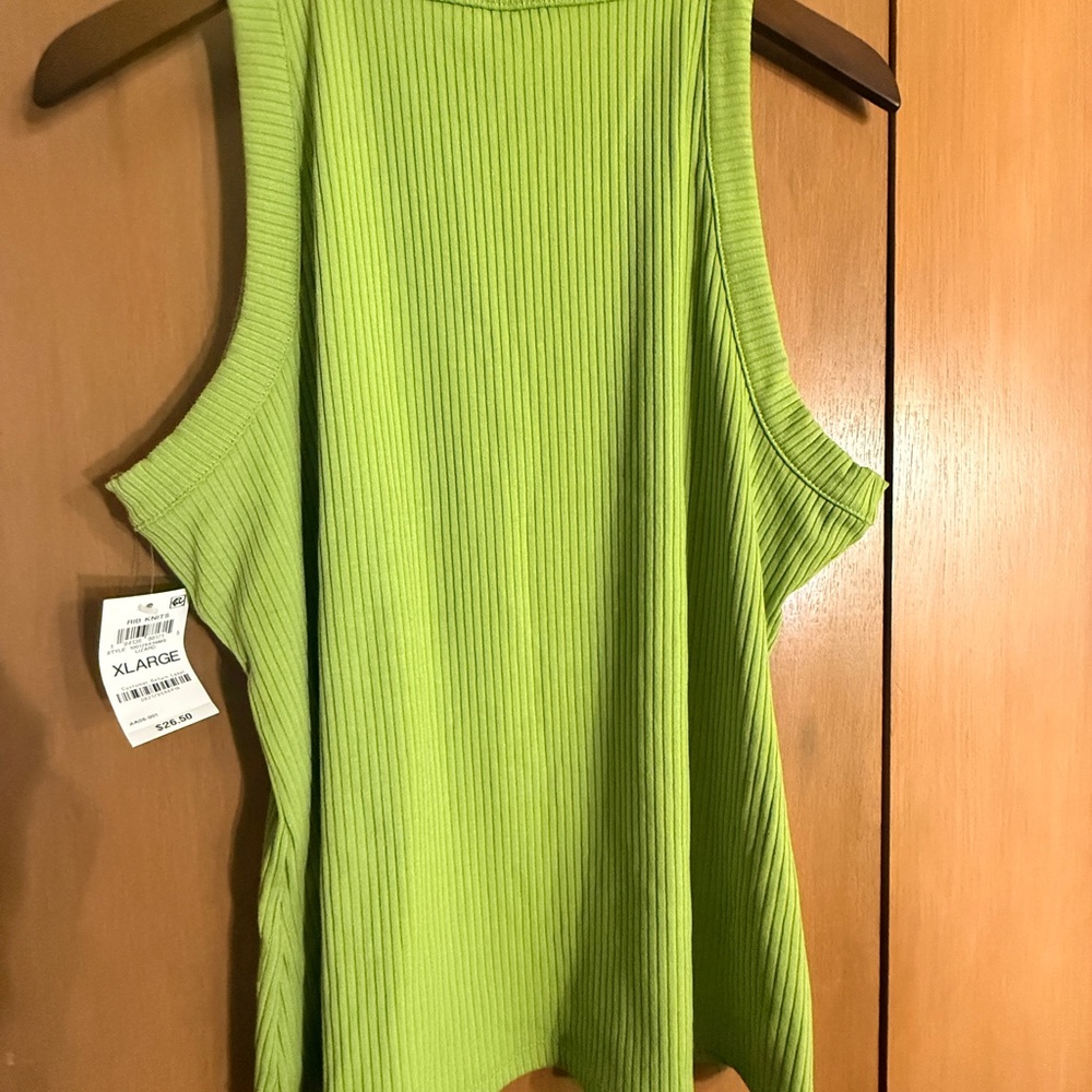 INC International Concepts Women's Light Green Ribbed Tank Top - Picture 5 of 6